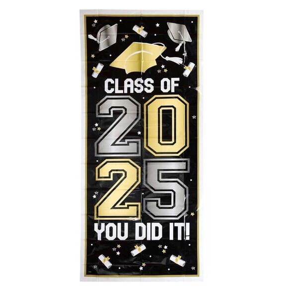 2 CLASS OF 2025 Door Posters Hangers 2.25’ X 5’ Weather Resistant Plastic Signs - Picture 2 of 7